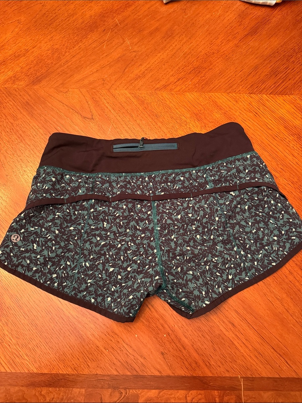 lululemon athletica Black and Teal Patterned Athletic Shorts
